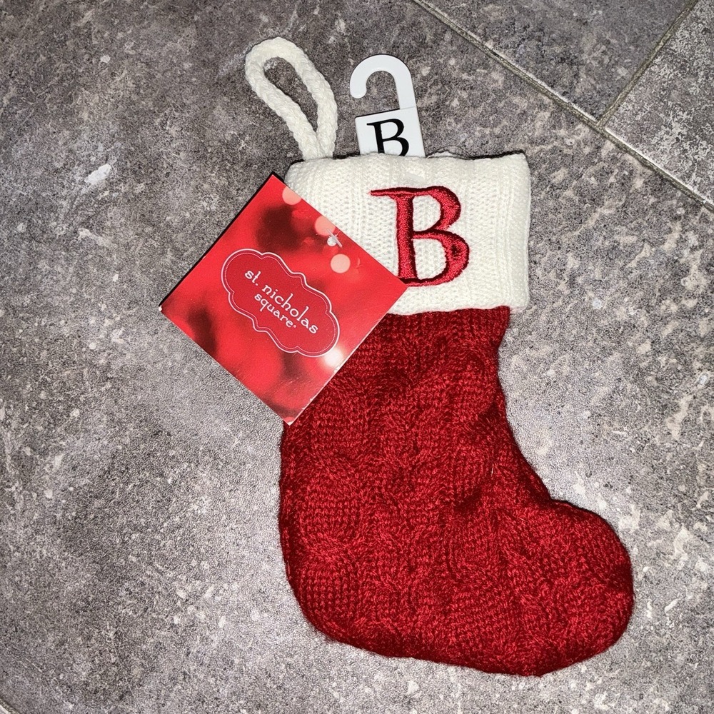 St. Nicholas Square Mini 7" Knit Christmas Stocking B Red White Mini New‎ NWT